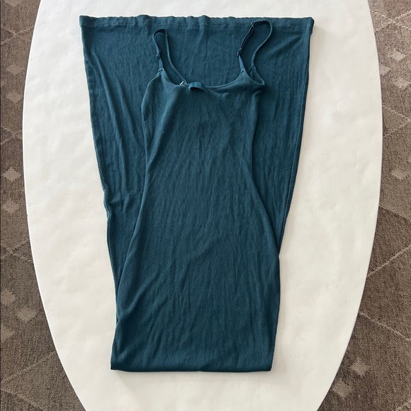 Skims Ribbed Soft Lounge Long Slip Dress Maxi in Teal Blue XS (Rare) - Picture 4 of 6